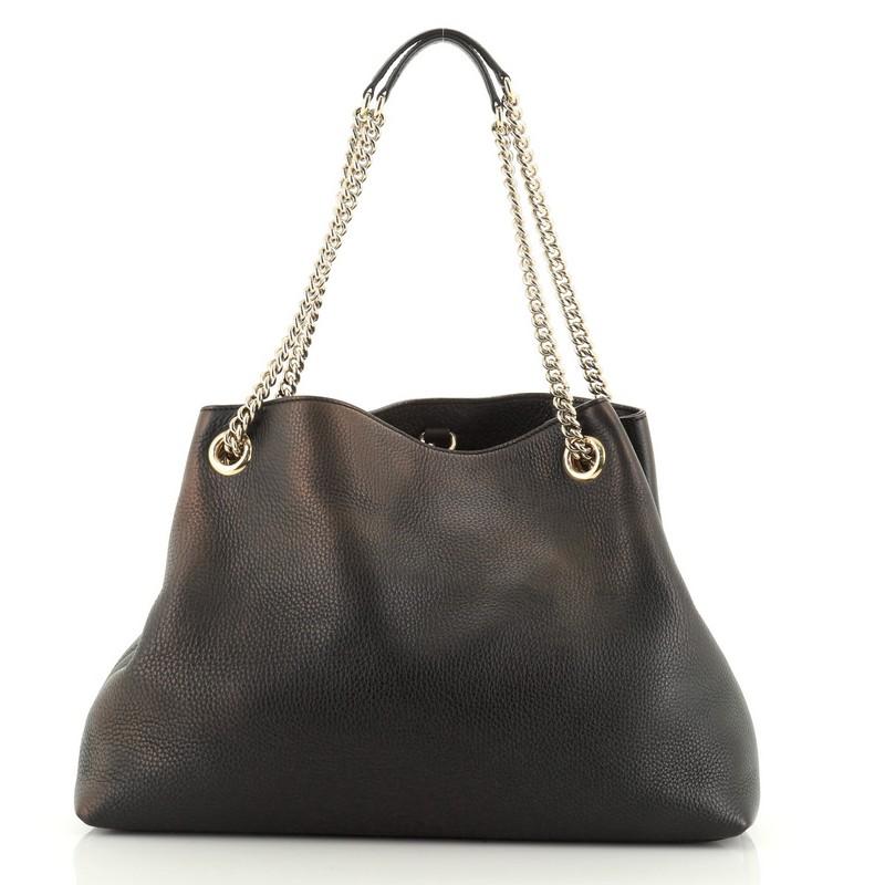 Black Gucci Soho Chain Strap Shoulder Bag Leather Medium