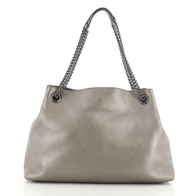 Gray Gucci Soho Chain Strap Shoulder Bag Leather Medium