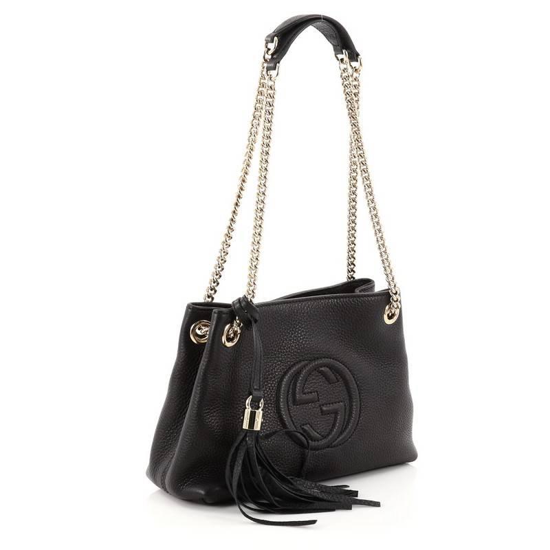 Gucci Soho Chain Strap Shoulder Bag Leather Mini In Excellent Condition In NY, NY