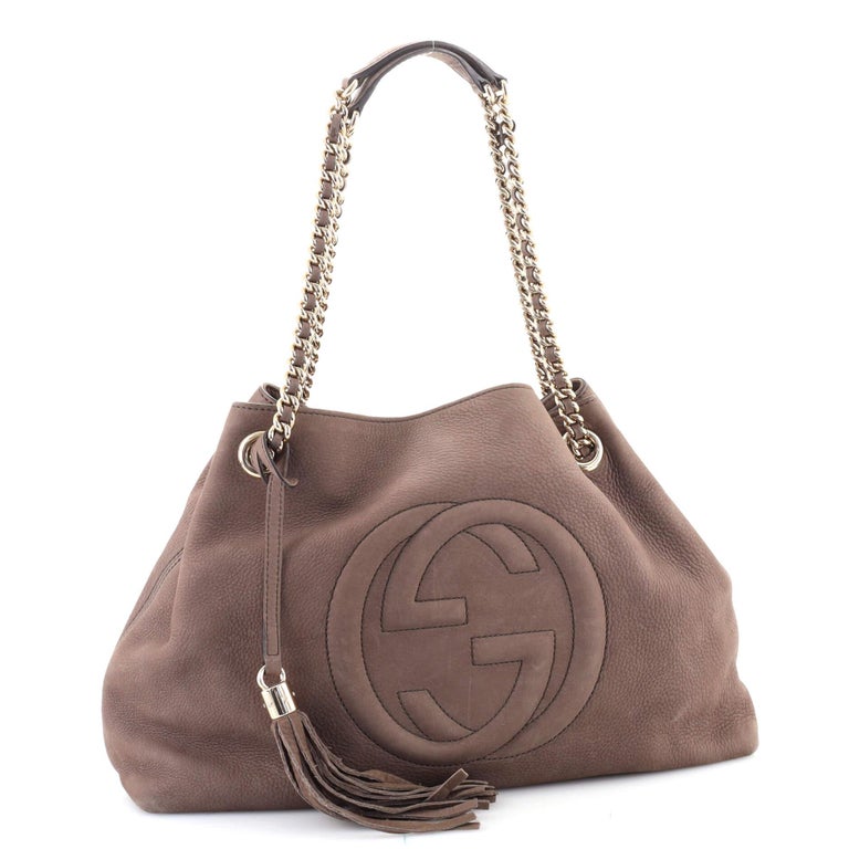Gucci Soho Chain Strap Shoulder Bag Nubuck Medium For Sale at 1stDibs