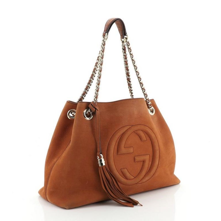 Gucci Soho Chain Strap Shoulder Bag Nubuck Medium For Sale at 1stdibs