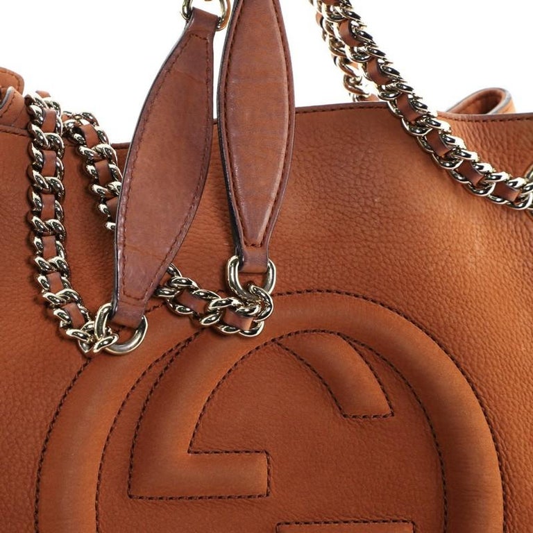 Gucci Soho Chain Strap Shoulder Bag Nubuck Medium For Sale at 1stdibs