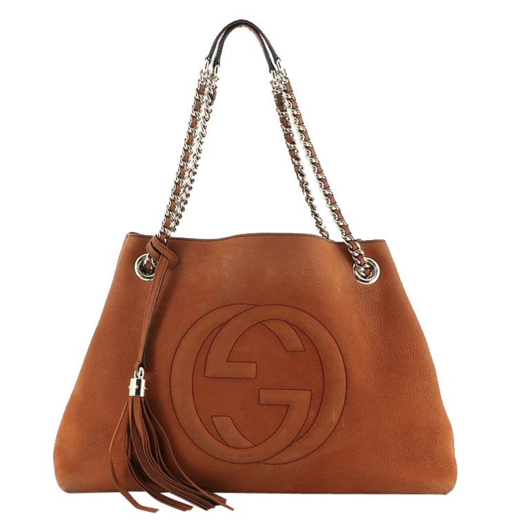 Gucci Soho Chain Strap Shoulder Bag Nubuck Medium at 1stDibs