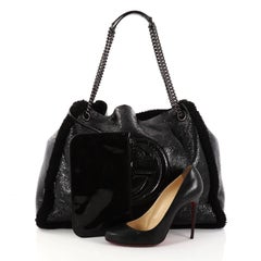 Gucci Soho Chain Strap Shoulder Bag Patent and Shearling Medium