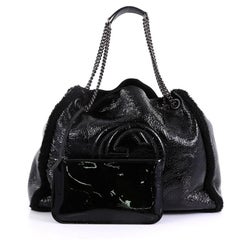 Gucci Soho Chain Strap Shoulder Bag Patent and Shearling Medium