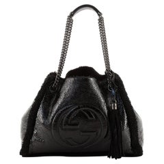 Gucci Soho Chain Strap Shoulder Bag Patent and Shearling Medium