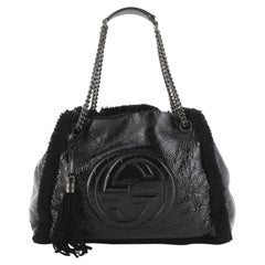Gucci Soho Chain Strap Shoulder Bag Patent and Shearling Medium