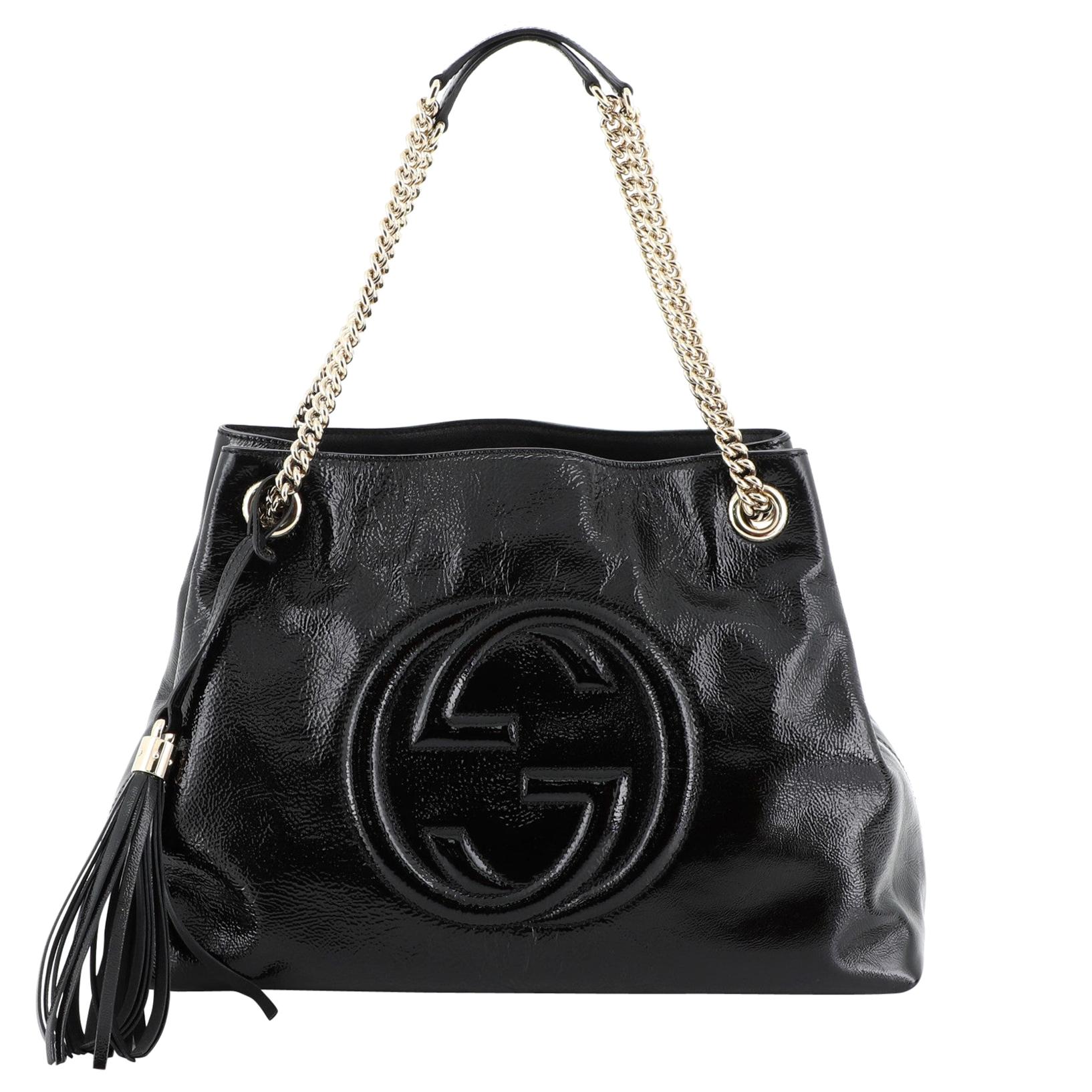 Gucci Soho Chain Strap Shoulder Bag Patent Medium 