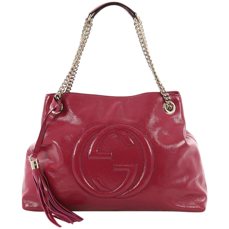 Gucci Soho Chain Strap Shoulder Bag Patent Medium For Sale at 1stdibs