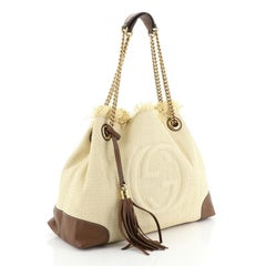 Gucci Soho Chain Strap Shoulder Bag Straw and Leather Medium