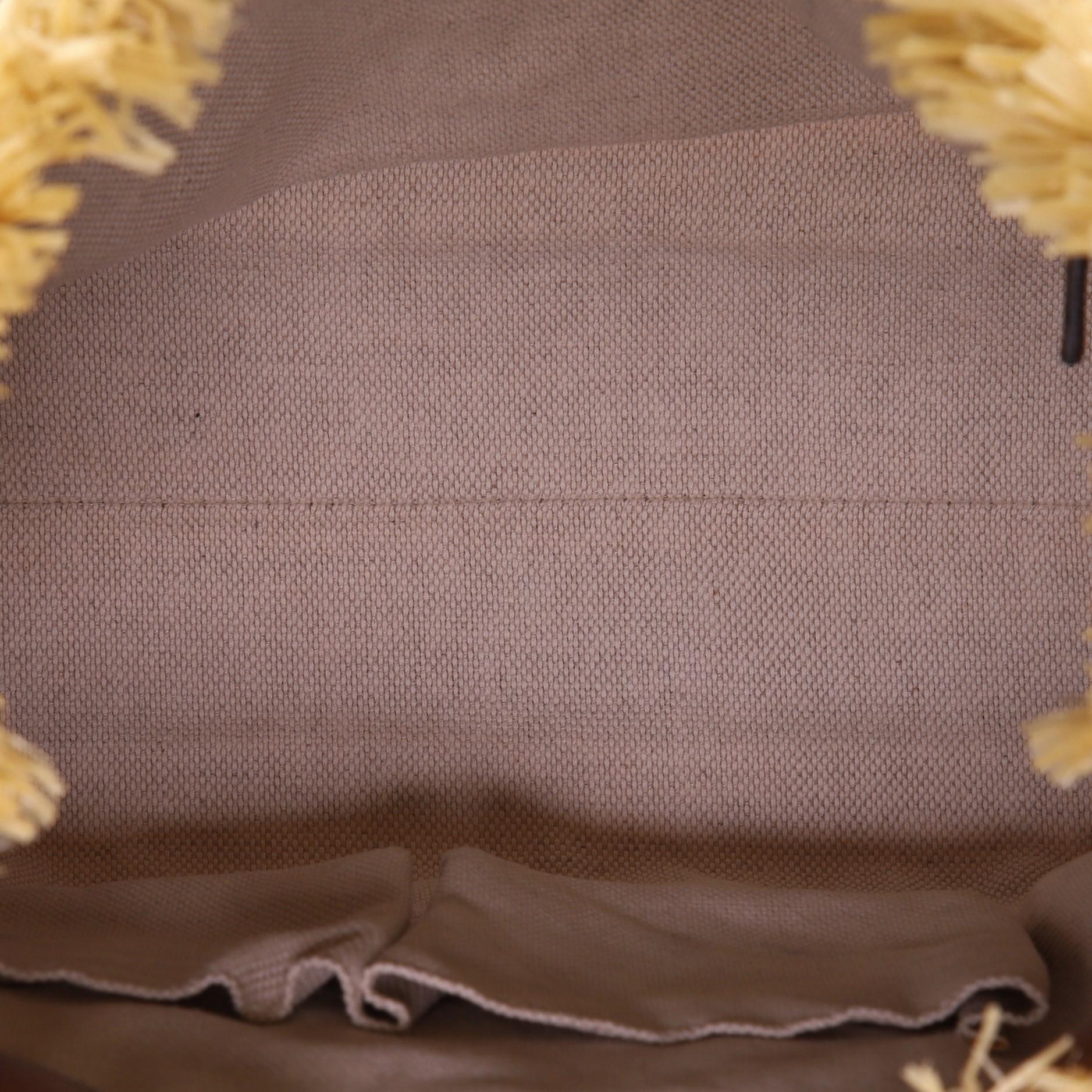 Beige Gucci Soho Chain Strap Shoulder Bag Straw and Leather Medium