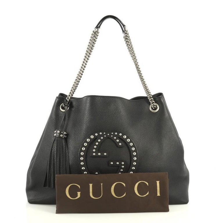 Gucci Soho Chain Strap Shoulder Bag Studded Leather Large at 1stdibs