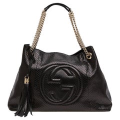 Gucci Soho Chain Tote 18gk1220 Black Python Shoulder Bag
