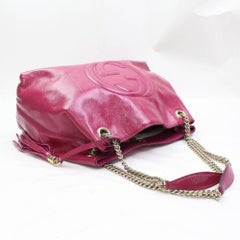 Gucci Soho Chain Tote 867472 Fuchsia Patent Leather Shoulder Bag