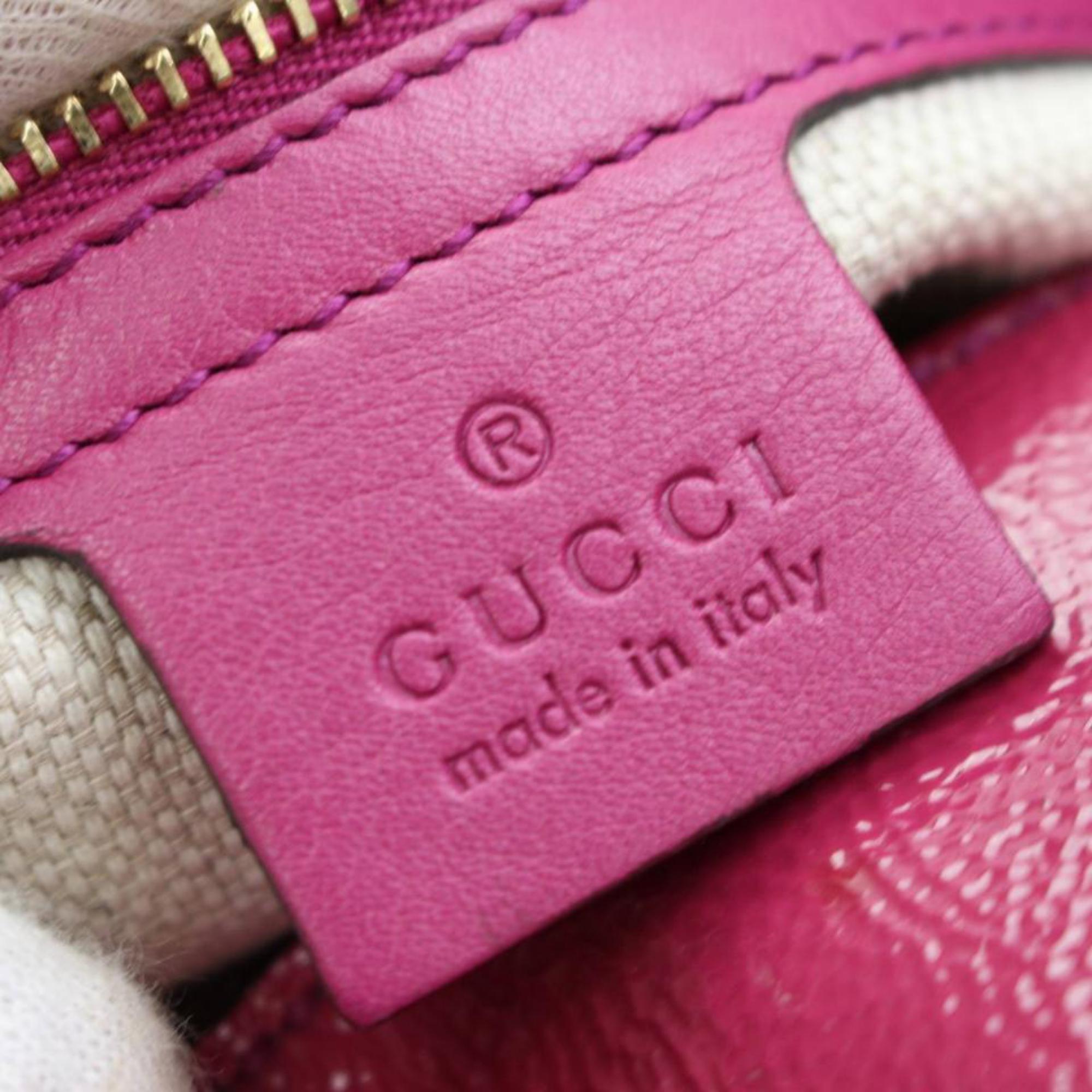 Women's Gucci Soho Chain Tote 867472 Fuchsia Patent Leather Shoulder Bag For Sale