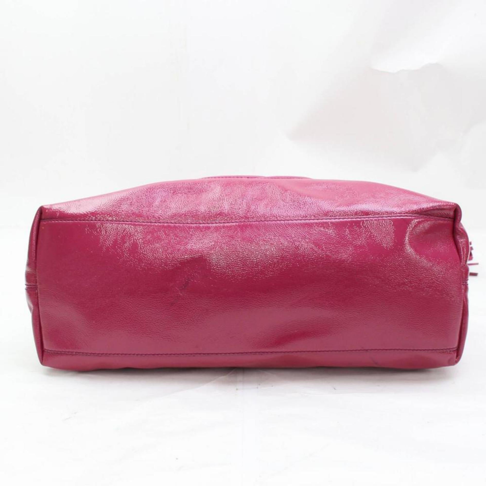 Gucci Soho Chain Tote 867472 Fuchsia Patent Leather Shoulder Bag For Sale 4