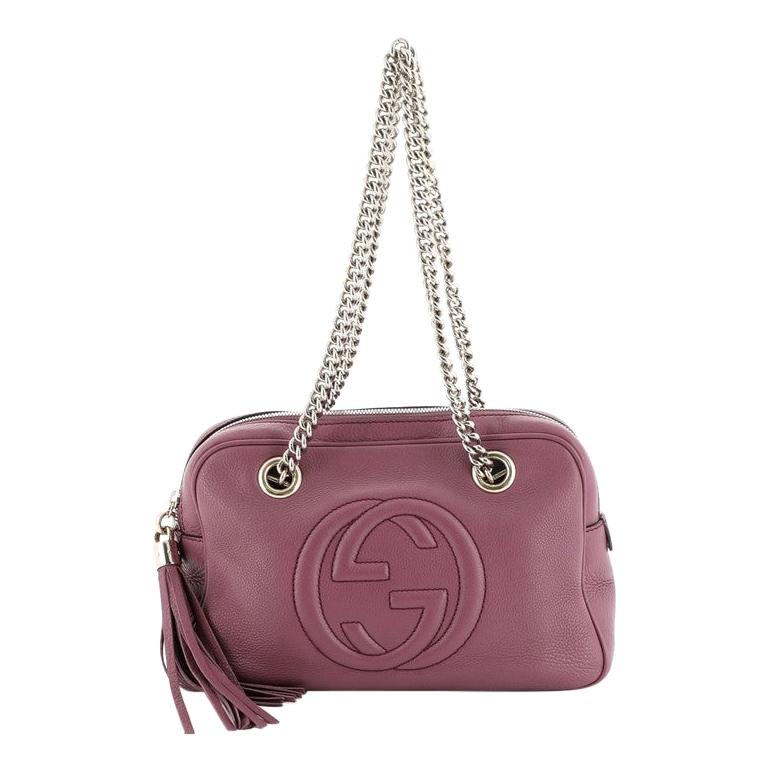 Gucci Soho Chain Zip Shoulder Bag Leather Small