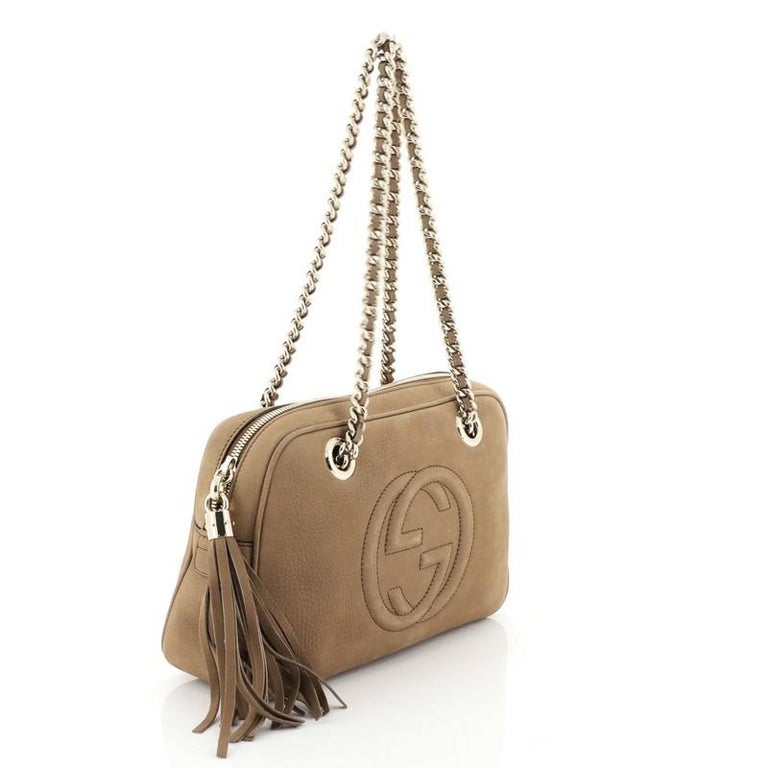 Gucci Soho Chain Zip Shoulder Bag Nubuck Small For Sale at 1stdibs
