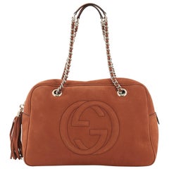 Gucci Soho Chain Zipped Shoulder Bag Nubuck Medium