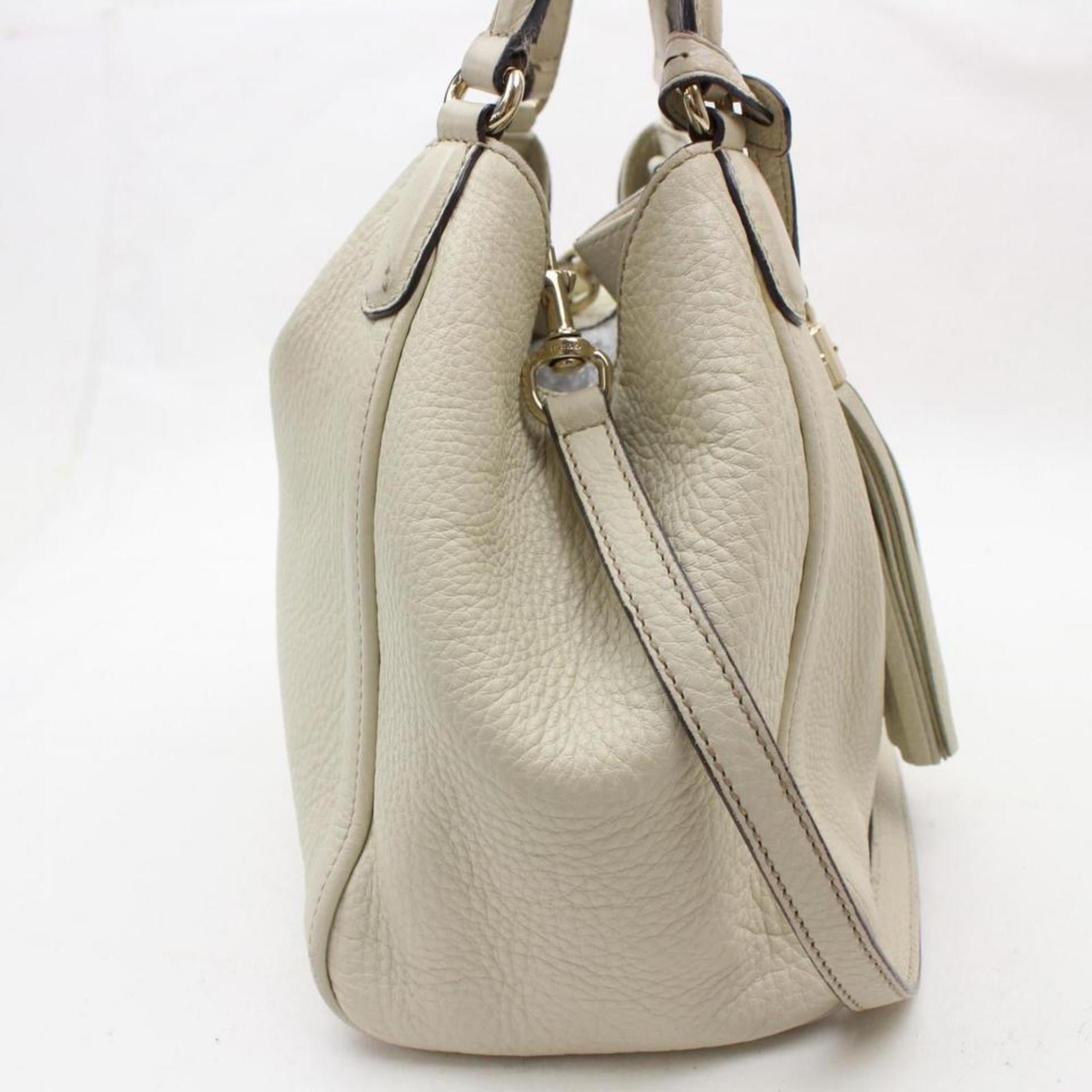 Beige Gucci Soho Convertible Fringe Tassel 868948 Cream Leather Shoulder Bag For Sale