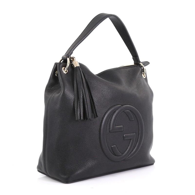 Black Gucci Soho Convertible Hobo Leather Large