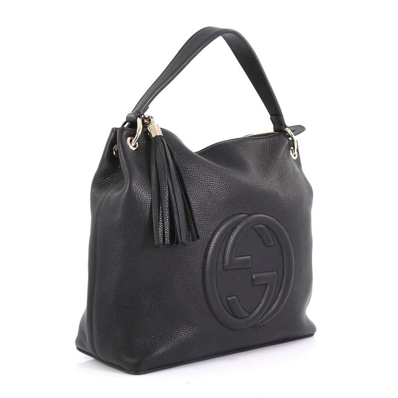 Black  Gucci Soho Convertible Hobo Leather Large