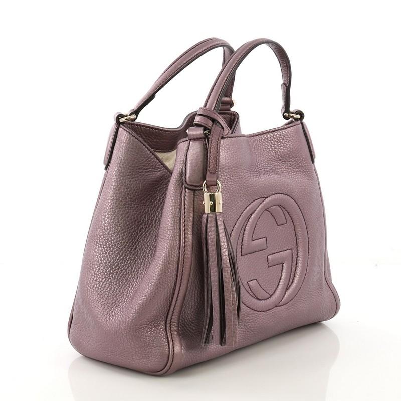 Gray Gucci Soho Convertible Shoulder Bag Leather Small