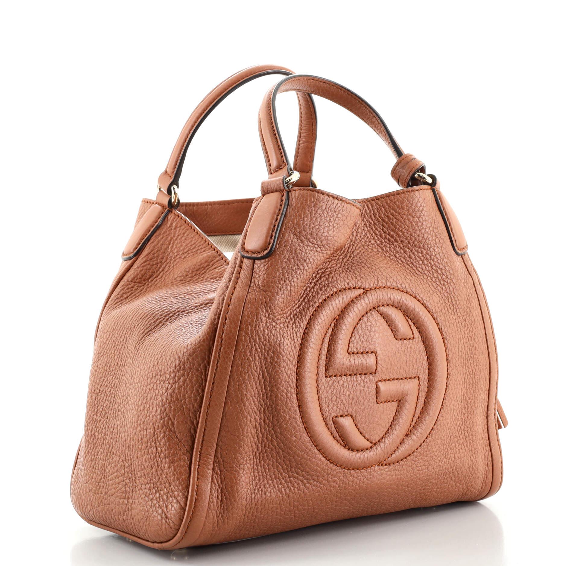Brown Gucci Soho Convertible Shoulder Bag Leather Small