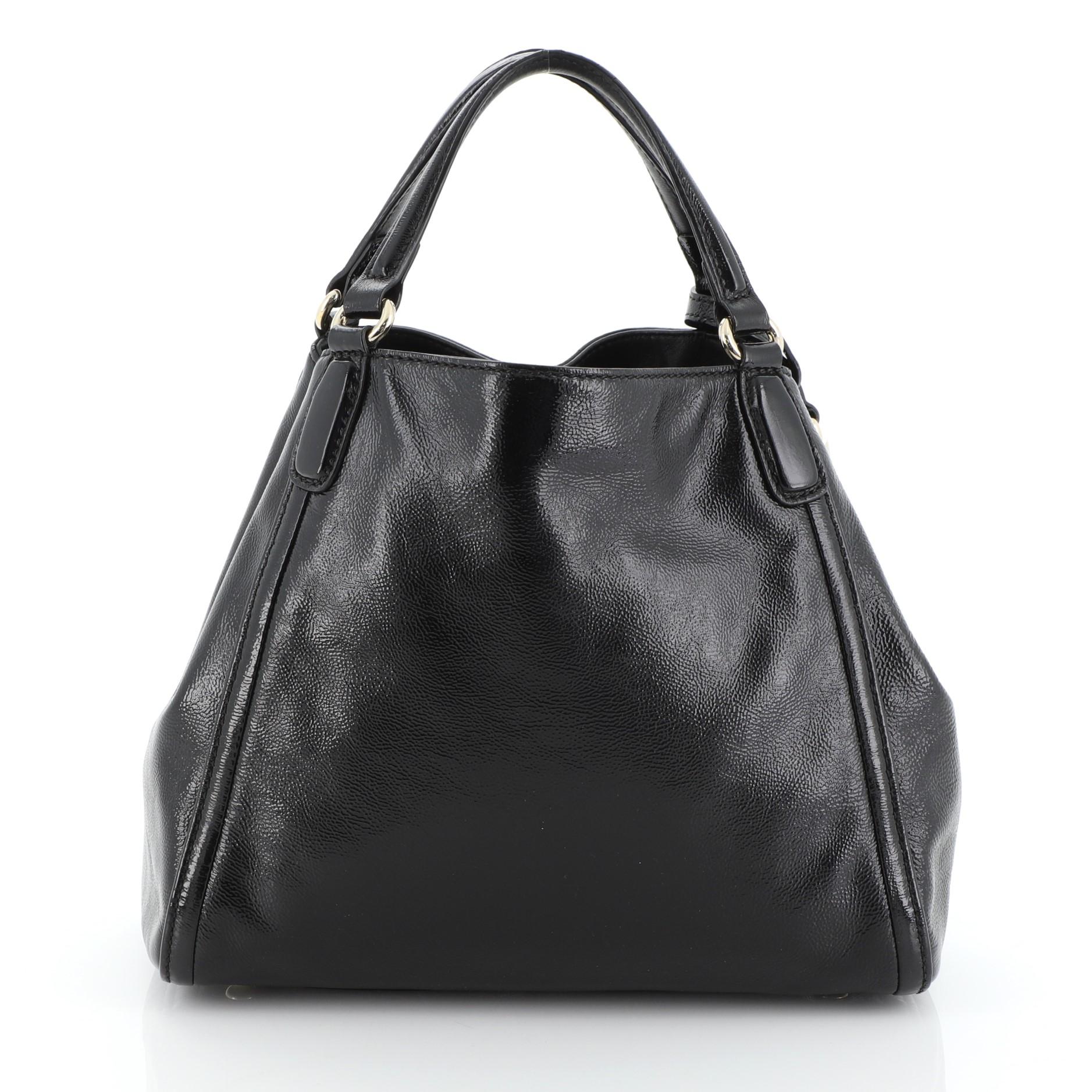 Black Gucci Soho Convertible Shoulder Bag Patent Small