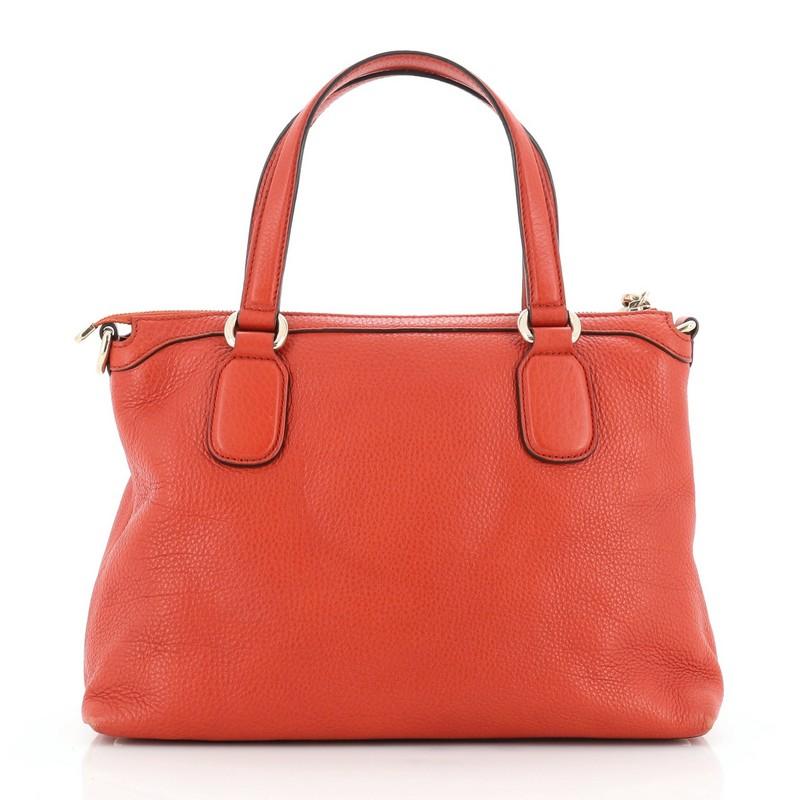 Red Gucci Soho Convertible Soft Top Handle Bag Leather 