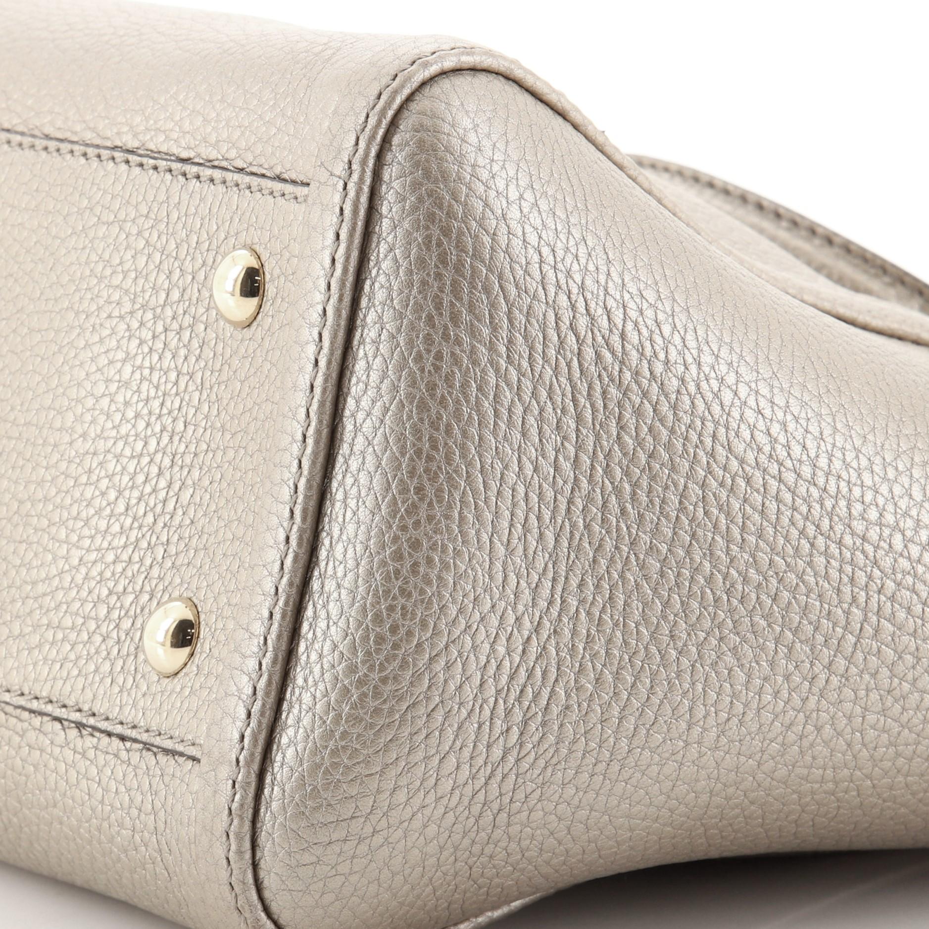 Gray Gucci Soho Convertible Top Handle Bag Leather Small