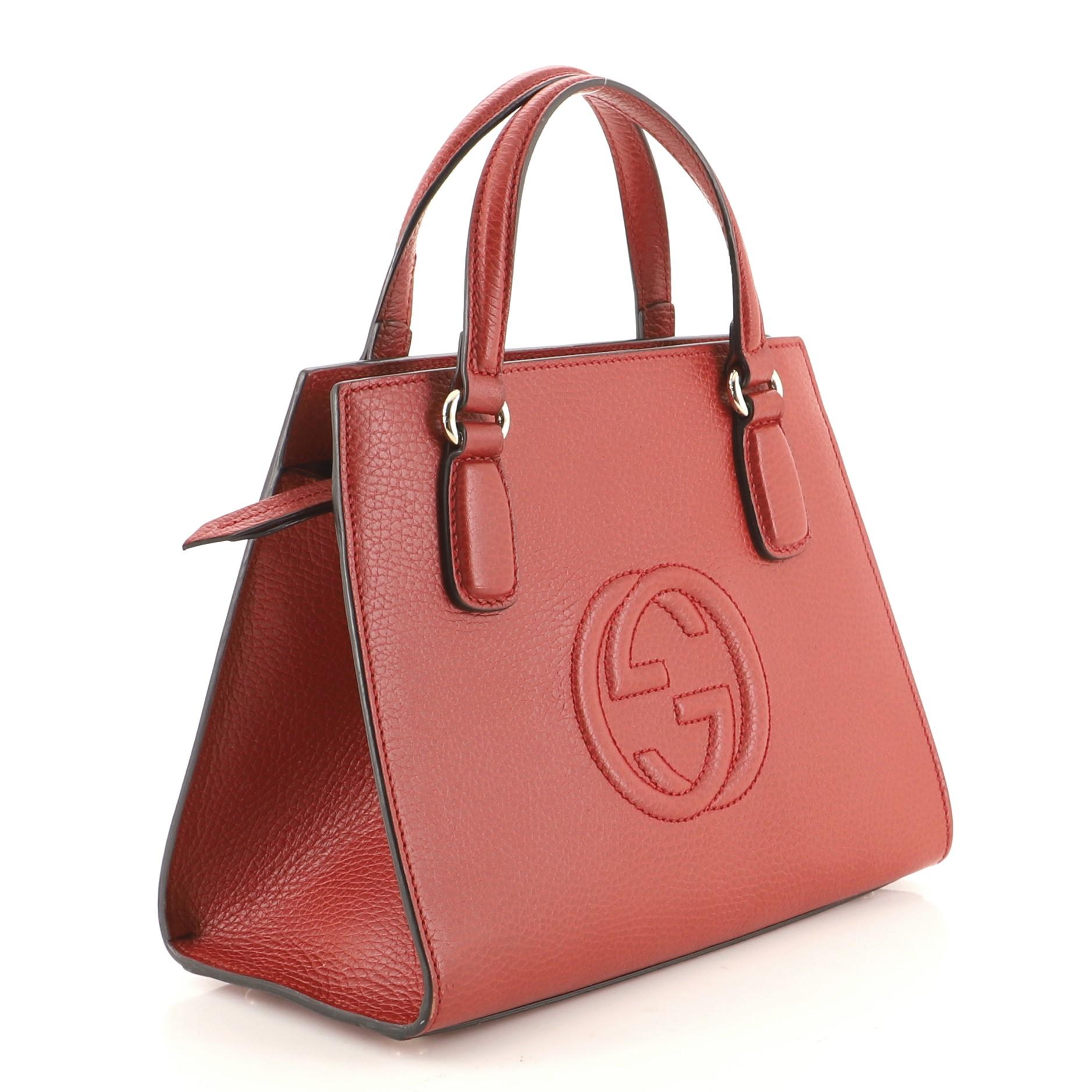 Gucci Soho Convertible Top Handle Satchel Leder Medium (Rot)