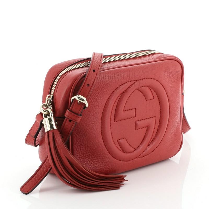 Red Gucci Soho Disco Crossbody Bag Leather Small