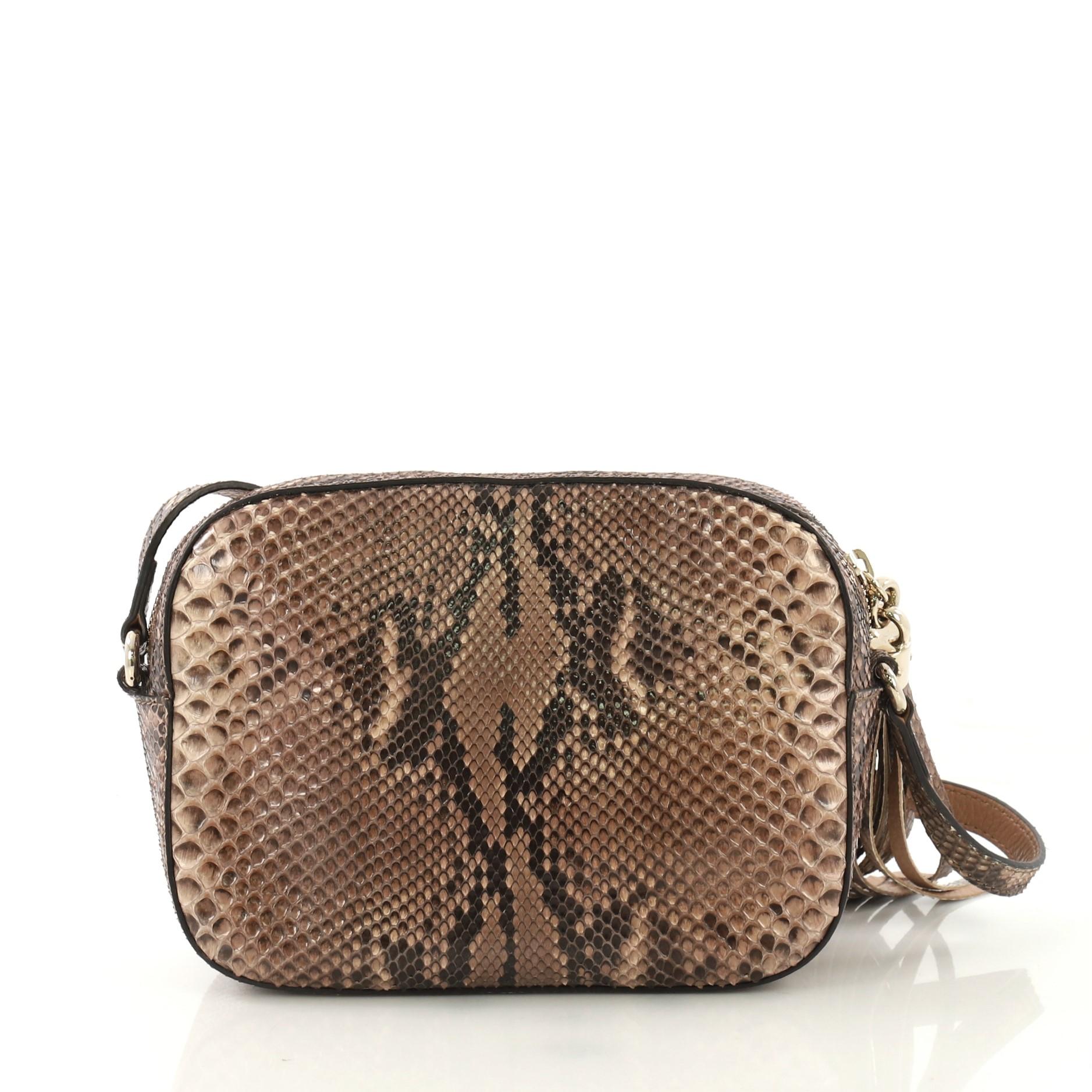 Brown Gucci Soho Disco Crossbody Bag Python Small