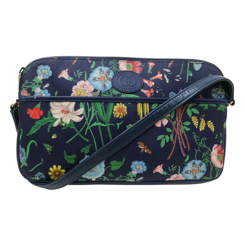 Gucci Soho Disco Floral Monogram Gg Camera 872414 Toile bleu marine Cross Body Ba