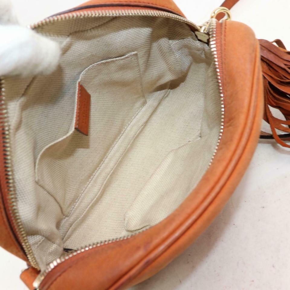 Women's Gucci Soho Disco Fringe Tassel Burnt Orange 870676 Brown Nubuck Cross Body Bag