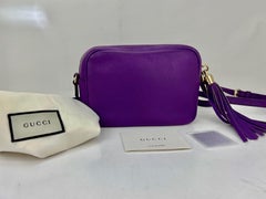 Gucci Soho Disco Small Purple Pebbled Leather Crossbody Shoulder Bag