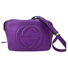 Gucci Soho Disco Small Purple Pebbled Leather Crossbody Shoulder Bag 