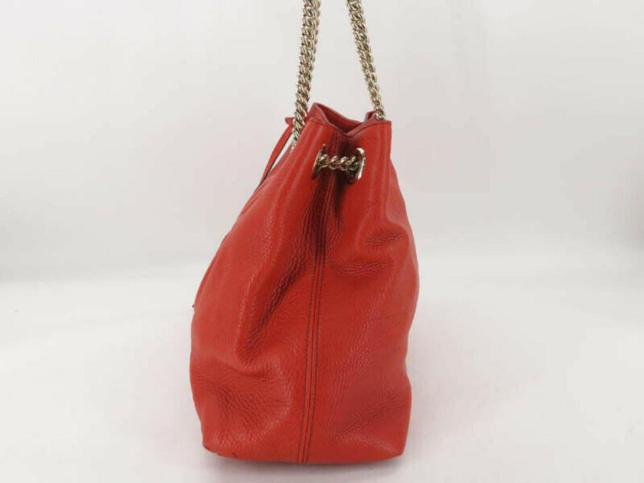 Gucci Soho Fringe Tassel Chain 870255 Red Leather Tote For Sale 5