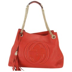 Gucci Soho Fringe Tassel Chain 870255 Red Leather Tote