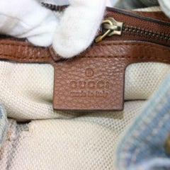 Gucci Soho Fringe Tassel Chain Tote 870323 Blue Denim Shoulder Bag