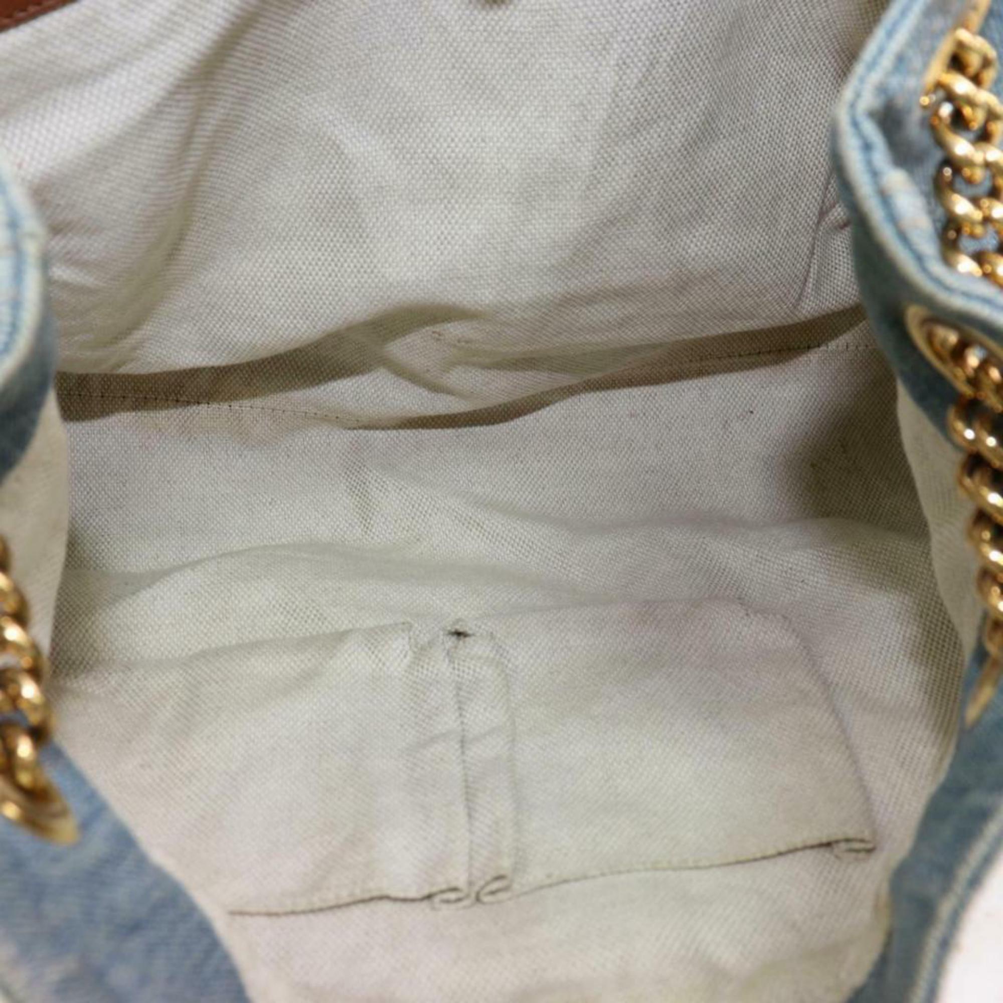 Gucci Soho Fringe Tassel Chain Tote 870373 Blue Denim Shoulder Bag For Sale 3