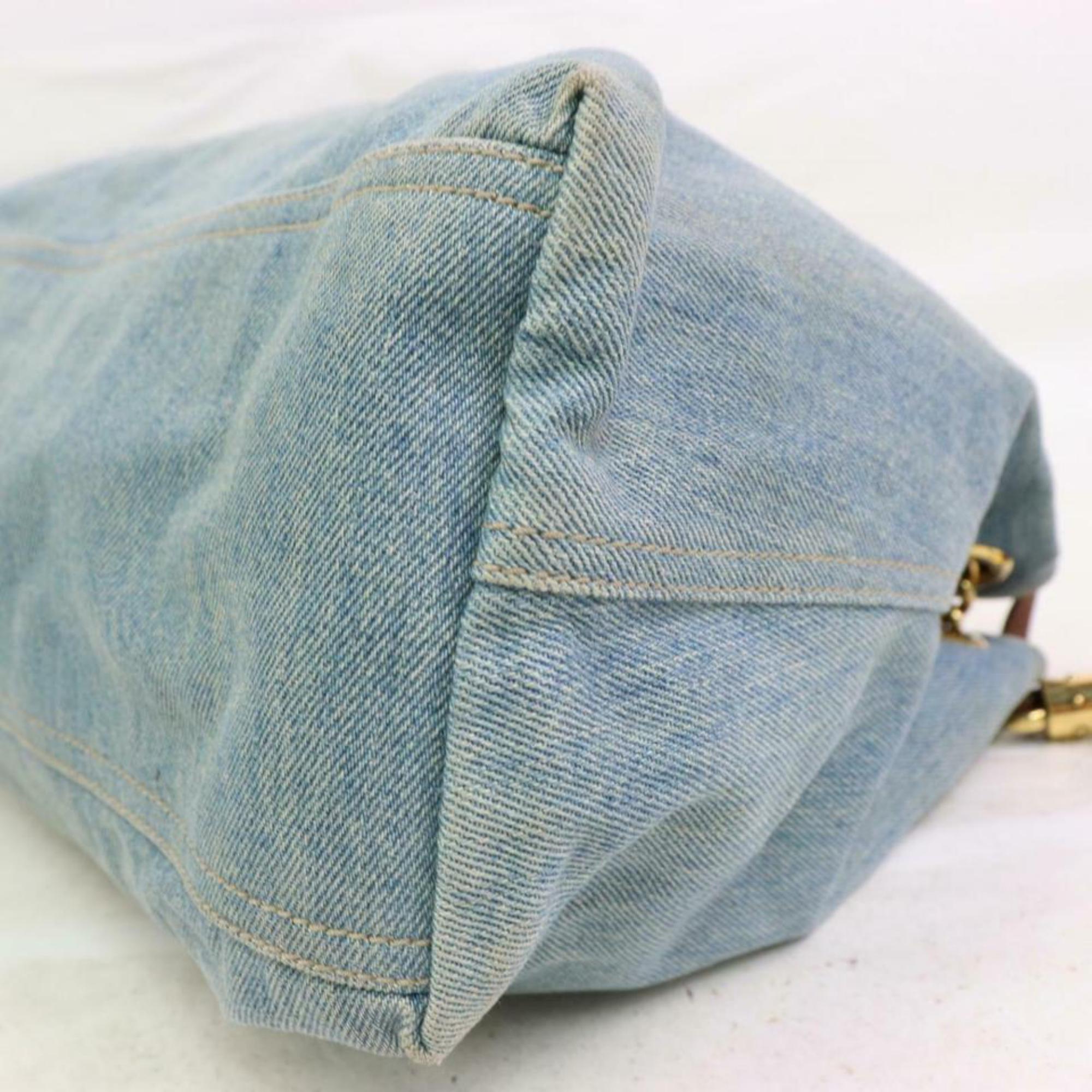 Gucci Soho Fringe Tassel Chain Tote 870373 Blue Denim Shoulder Bag For Sale 1