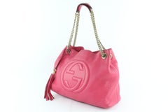 Gucci Soho Fuchsia Fringe Dark Fuschia Chain Tote 12gz1912 Pink Shoulder Bag