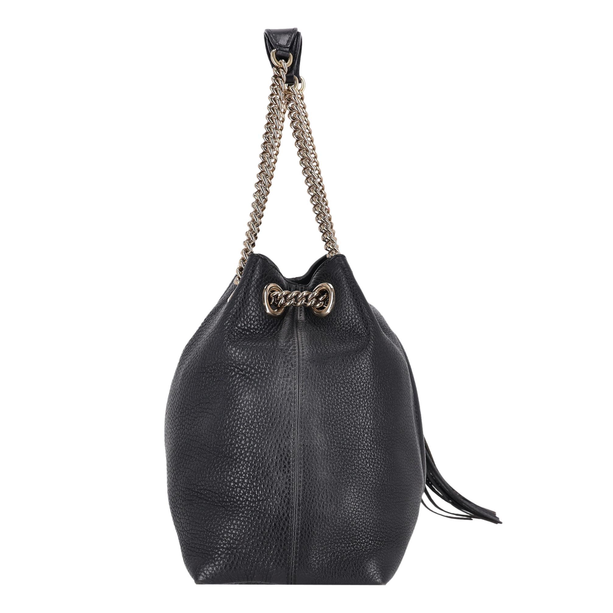 Noir Gucci SOHO - Sac à main en cuir avec logo GG gaufré en vente