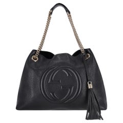 Used Gucci Soho GG Logo Embossed Leather Tote Bag