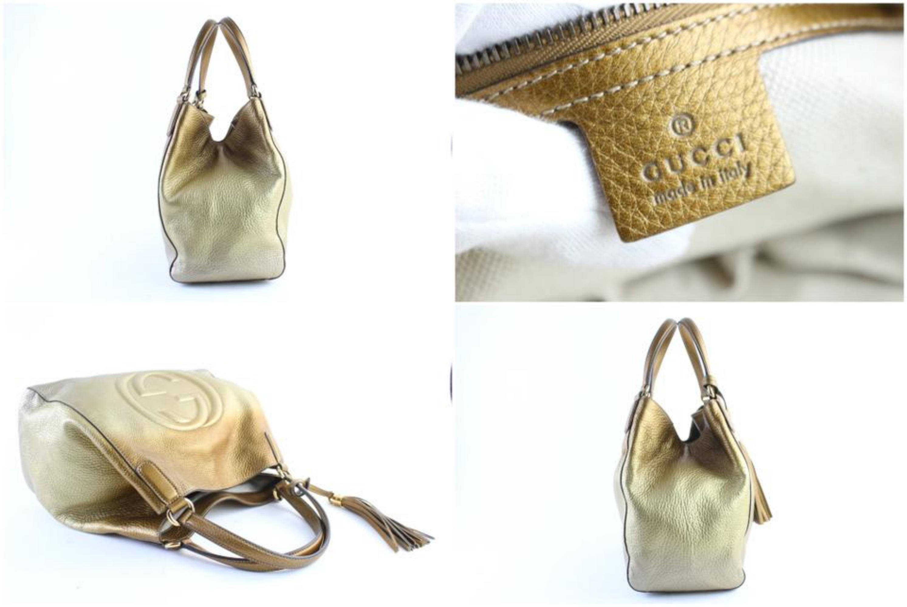 Gucci Soho Gradient Fringe Tote 226621 Bronze Leather Shoulder Bag For Sale 1