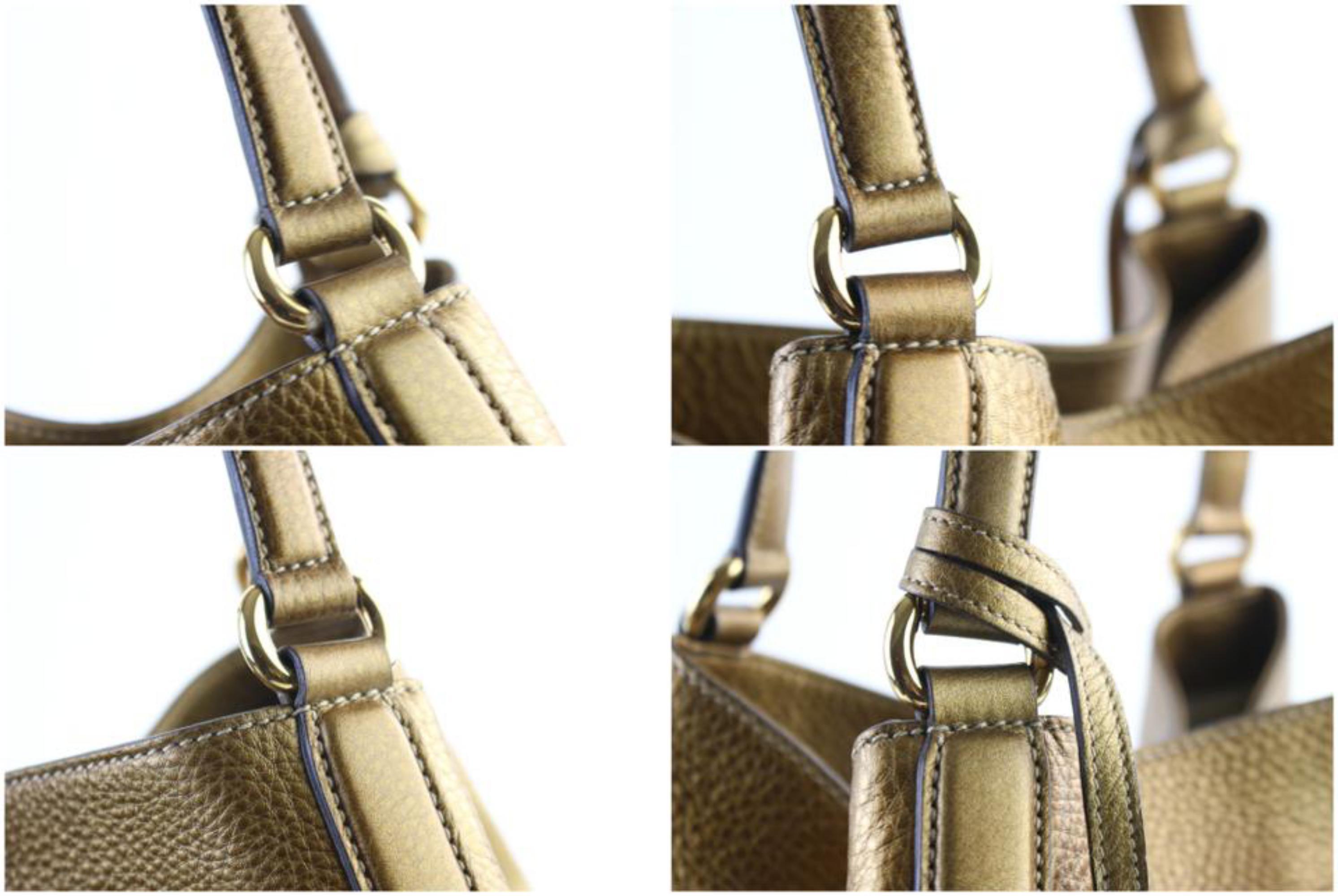 Gucci Soho Gradient Fringe Tote 226621 Bronze Leather Shoulder Bag For Sale 2