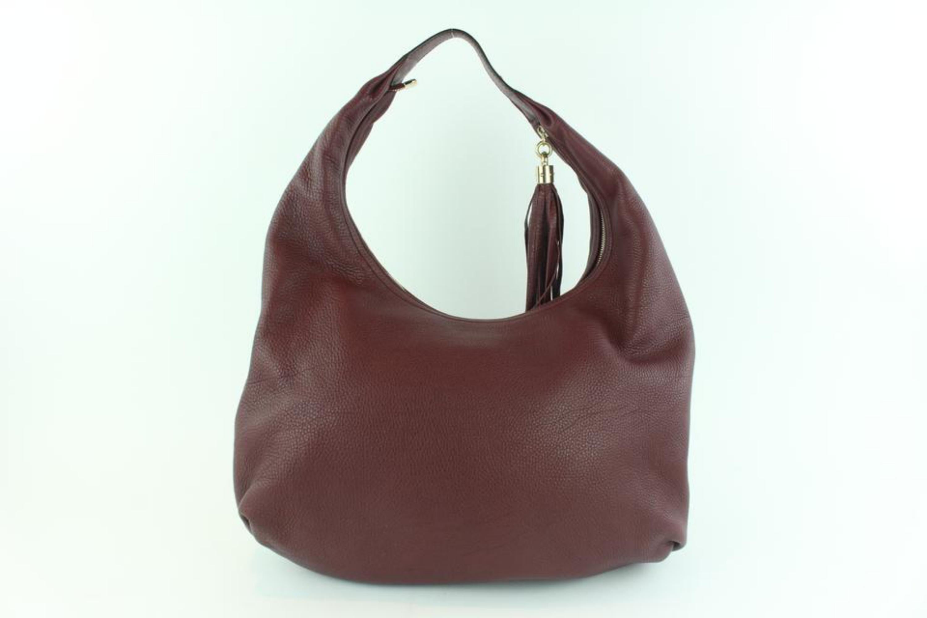 Gucci Soho Large Pebbled Calfskin 17gz1102 Burgundy Leather Hobo Bag For Sale 5