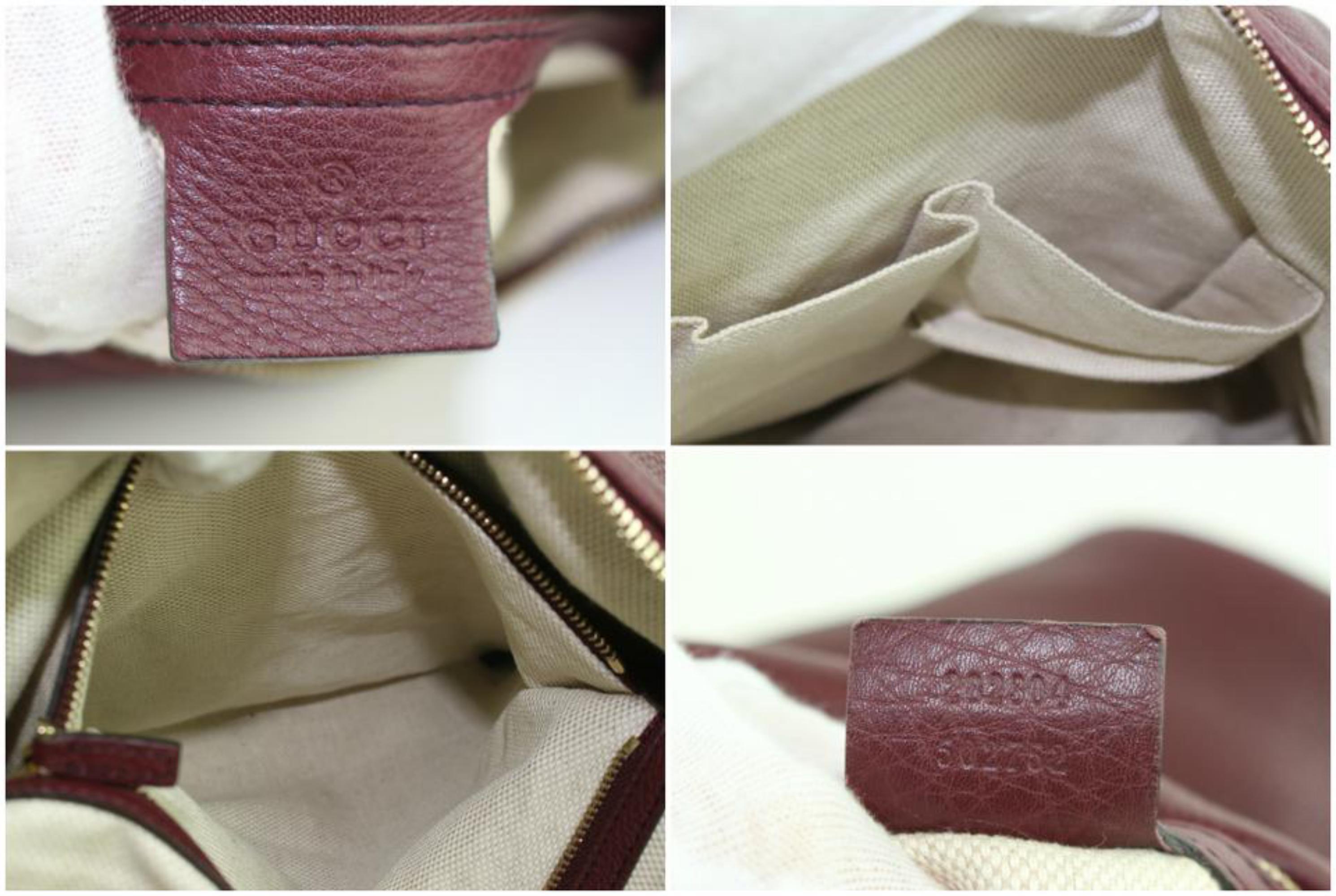Brown Gucci Soho Large Pebbled Calfskin 17gz1102 Burgundy Leather Hobo Bag For Sale